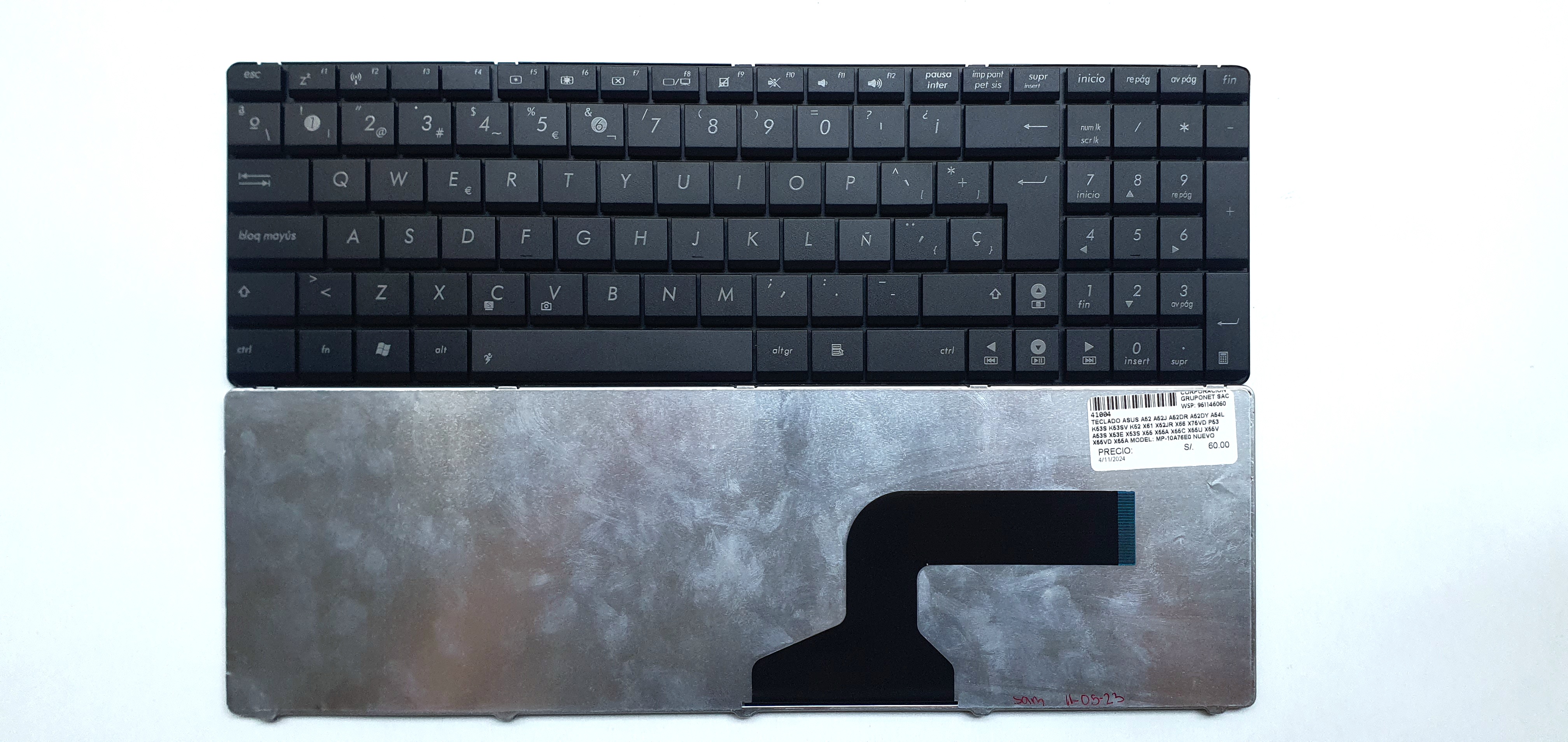 TECLADO PARA LAPTOP ASUS A52 A52j A52DR A52DY A54L A53S X53E X53S X55 X55A X55C X55U X55V X55VD X55A MODEL: mp-10a76e0